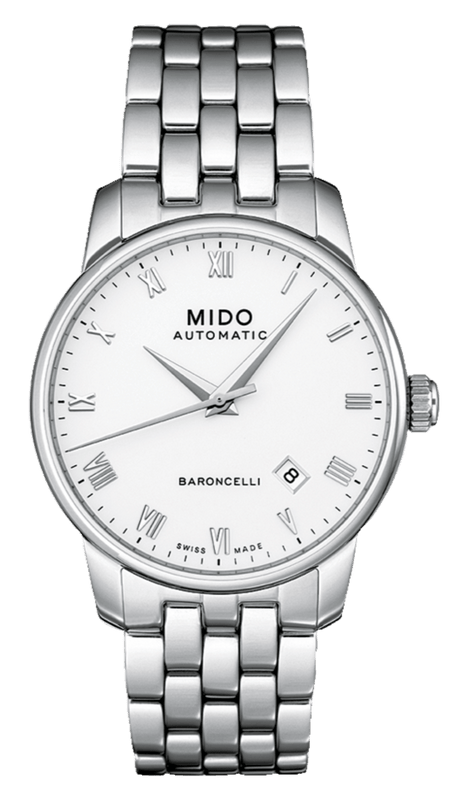 Mido Baroncelli II Automatic White Dial Silver Steel Strap Watch For Men - M8600.4.26.1