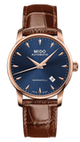 Mido Baroncelli III Automatic Blue Dial Brown Leather Strap Watch For Men - M8600.3.15.8