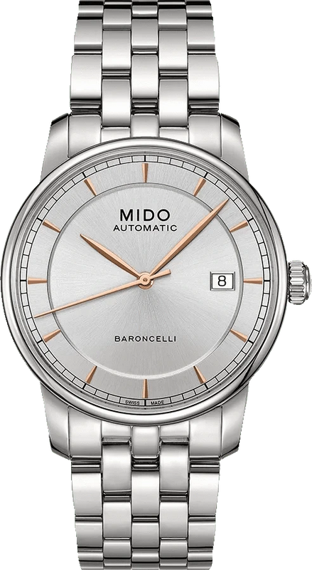 Mido Baroncelli III Automatic Silver Dial Silver Steel Strap Watch For Women - M7600.4.10.1