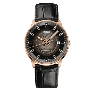 Mido Commander Automatic Black Dial Black Leather Strap Watch For Men - M021.407.36.411.00