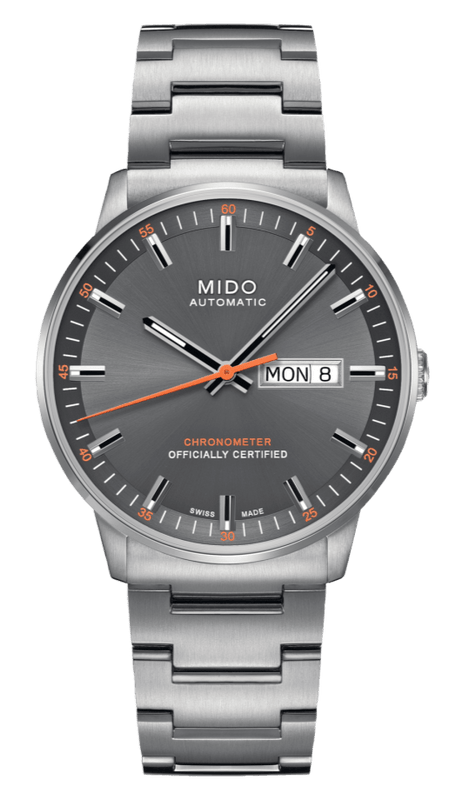 Mido Commander II Automatic Chronometer Grey Dial Silver Steel Strap Watch For Men - M021.431.11.061.01