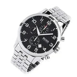 Hugo Boss Aeroliner Chronograph Black Dial Silver Steel Strap Watch For Men - 1512446