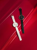 Calvin Klein Full Moon Black Dial Black Leather Strap Watch for Women - K8Y236C1