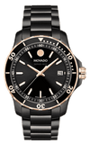 Movado 800 Series Black Dial Black Steel Strap Watch For Men - 2600162