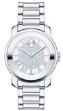 Movado Bold Crystal Pave Silver Dial Silver Steel Strap Watch for Women - 3600254