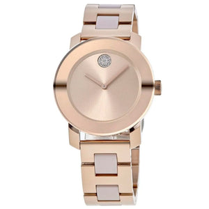 Movado Bold Rose Gold Dial Two Tone Steel Strap Watch for Women - 3600639