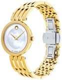 Movado Esperanza 28mm Mother of Pearl Dial Gold Steel Strap Watch For Women - 0607054