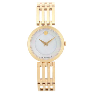 Movado Esperanza 28mm Mother of Pearl Dial Gold Steel Strap Watch For Women - 0607054