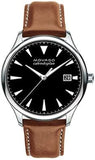 Movado Heritage Calendoplan Black Dial Brown Leather Strap Watch for Men - 3650001