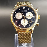 Movado Heritage Calendoplan Blue Dial Gold Steel Strap Watch for Men - 3650015