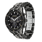 Movado Heritage Calendoplan Chronograph Black Dial Black Steel Strap Watch For Men - 3650125