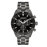 Movado Heritage Calendoplan Chronograph Black Dial Black Steel Strap Watch For Men - 3650125