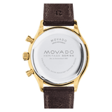 Movado Heritage Chronograph Green Dial Brown Leather Strap Watch For Men - 3650062