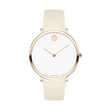 Movado Museum 70th Anniversary Special Edition White Dial White Leather Strap Watch For Women - 0607139
