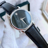Movado Museum Black Dial Black Leather Strap Watch For Men - 2100002