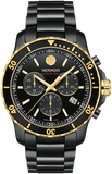 Movado Series 800 Chronograph Black Dial Black Steel Strap Watch For Men - 2600180