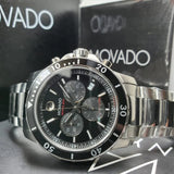Movado Series 800 Chronograph Black Dial Silver Steel Strap Watch For Men - 2600142