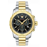 Movado Series 800 Chronograph Black Dial Two Tone Steel Strap Watch For Men - 2600138