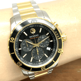 Movado Series 800 Chronograph Black Dial Two Tone Steel Strap Watch For Men - 2600146