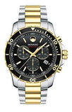Movado Series 800 Chronograph Black Dial Two Tone Steel Strap Watch For Men - 2600146