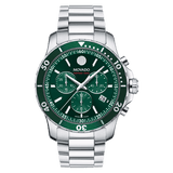 Movado Series 800 Chronograph Green Dial Silver Steel Strap Watch for Men - 2600179
