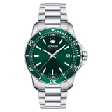 Movado Series 800 Green Dial Silver Steel Strap Watch For Men - 2600136