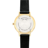 Movado Ultra Slim Black Dial Black Leather Strap Watch For Women -  0607095