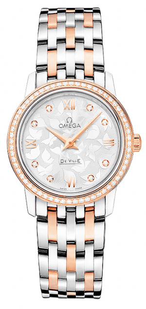 Omega De Ville Prestige Quartz Diamonds Silver Dial Two Tone Steel Strap Watch for Women - 424.25.27.60.52.001