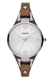 Fossil Georgia White Dial Brown Leather Strap Watch for Women - ES3060