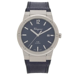 Salvatore Ferragamo F-80 Classic Blue Dial Blue Leather Strap Watch for Men - SFDT00719