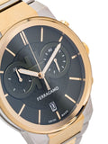 Salvatore Ferragamo Sapphire Chrono Green Dial Two Tone Steel Strap Watch for Men - SFME01223