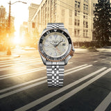 Seiko 5 GMT Sport Asia Exclusive Limited Edition Off White Dial Silver Steel Strap Watch for Men - SSK046K1