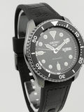 Seiko 5 Sport Automatic Black Dial Black Silicone Strap Watch For Men - SRPD65K3