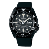 Seiko 5 Sport Automatic Black Dial Black Silicone Strap Watch For Men - SRPD65K3
