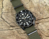 Seiko 5 Sport Automatic Black Dial Green Nylon Strap Watch For Men - SRPD65K4