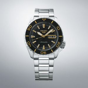 Seiko 5 Sport Automatic SKX Series Black Dial Silver Steel Strap Watch for Men - SRPK99K1