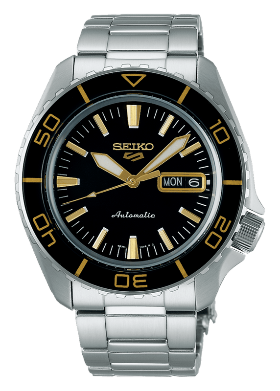 Seiko 5 Sport Automatic SKX Series Black Dial Silver Steel Strap Watch for Men - SRPK99K1