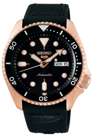 Seiko 5 Sport SKX Automatic Black Dial Black Silicone Strap Watch For Men - SRPD76K1