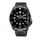 Seiko 5 Sports Automatic Black Dial Black Steel Strap Watch For Men - SRPD65K1