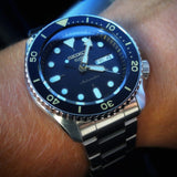 Seiko 5 Sports Automatic Black Dial Silver Steel Strap Watch For Men - SRPD57K1