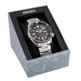 Seiko 5 Sports Automatic Day Date Black Dial Silver Steel Strap Watch for Men - SRPD55K1
