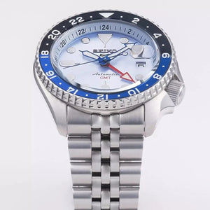 Seiko 5 Sports Automatic GMT SKX Sports Style Asia Exclusive Limited Edition Ice Blue Dial Silver Steel Strap Watch For Men - SSK029K1