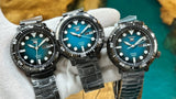 Seiko 5 Sports Automatic Turquoise Dial Grey Steel Strap Watch for Men - SRPC65J1