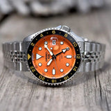 Seiko 5 Sports GMT Automatic Orange Dial Silver Steel Strap Watch For Men - SSK005K1