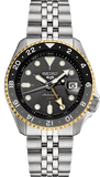 Seiko 5 Sports GMT US Special Edition Automatic Grey Dial Silver Steel Strap Watch For Men - SSK021K1