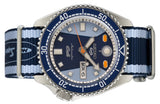 Seiko 5 Sports Honda Super Cub Limited Edition Blue Dial Two Tone NATO Strap Watch For Men - SRPK37K1