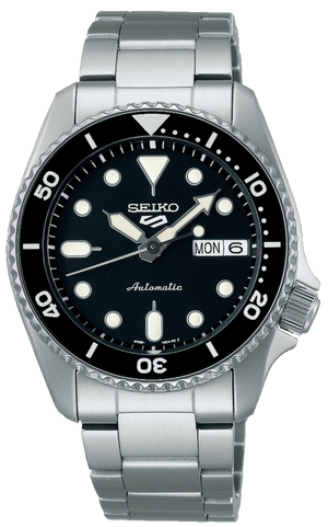 Seiko 5 Sports SKX Automatic Black Dial Silver Steel Strap Watch For Men - SRPK29K1