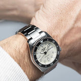 Seiko 5 Sports SKX Automatic Cream Dial Silver Steel Strap Watch For Men - SRPK31K1
