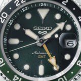 Seiko 5 Sports SKX GMT Automatic Green Dial Silver Steel Strap Watch For Men - SSK035K1