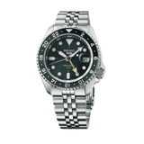 Seiko 5 Sports SKX GMT Automatic Green Dial Silver Steel Strap Watch For Men - SSK035K1